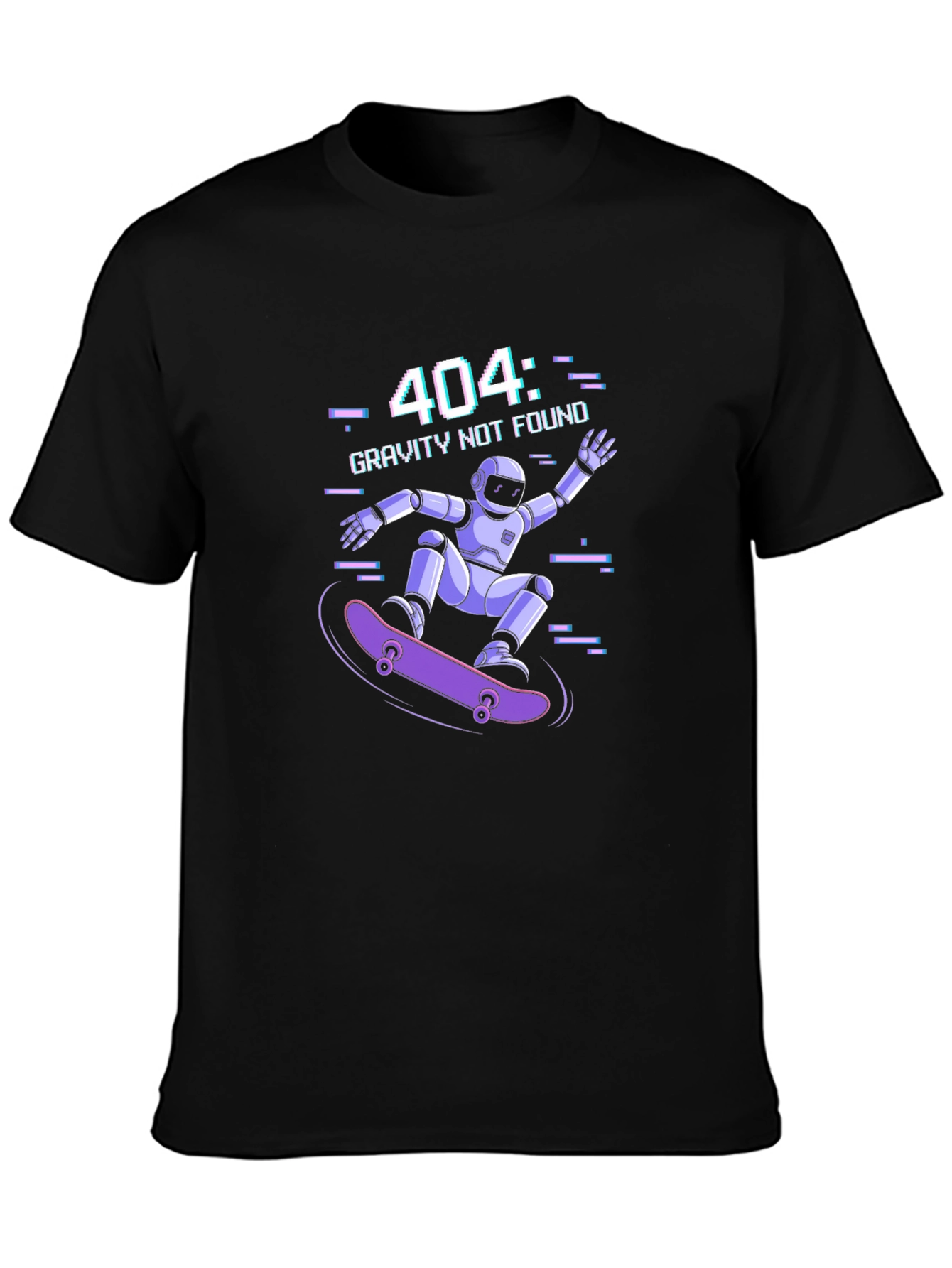 Gravity Not Found Skater Robot Graphic T-Shirt