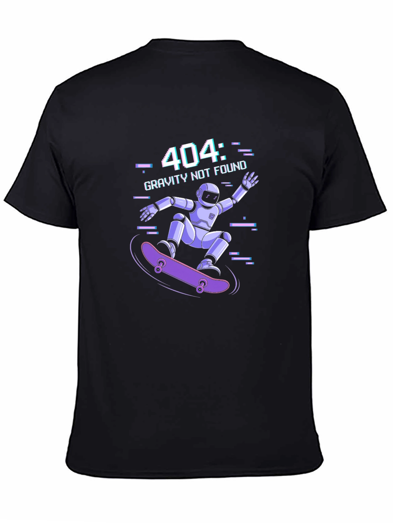 Gravity Not Found Skater Robot Graphic T-Shirt