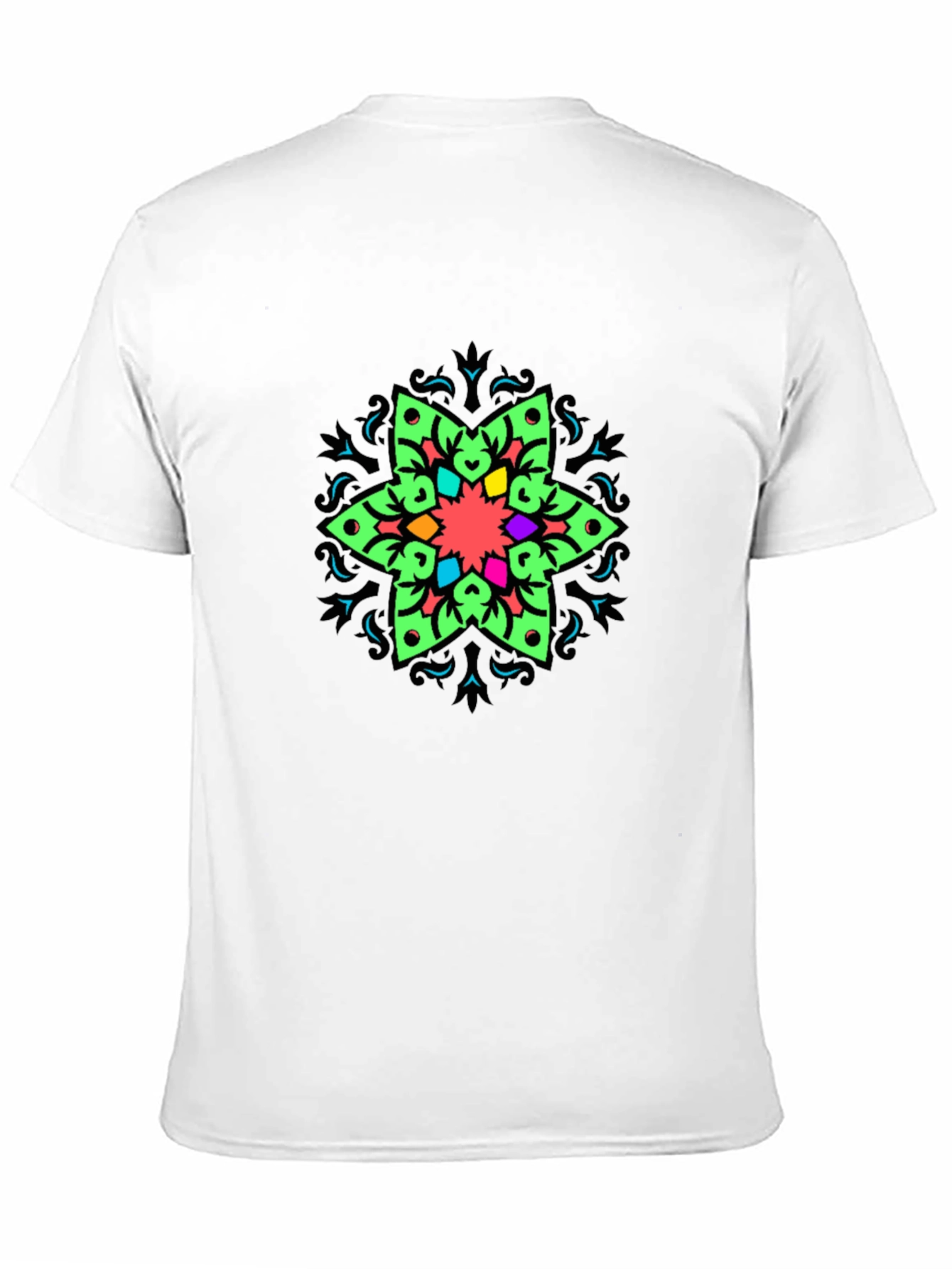 Vibrant Mandala Graphic Print Black T-Shirt