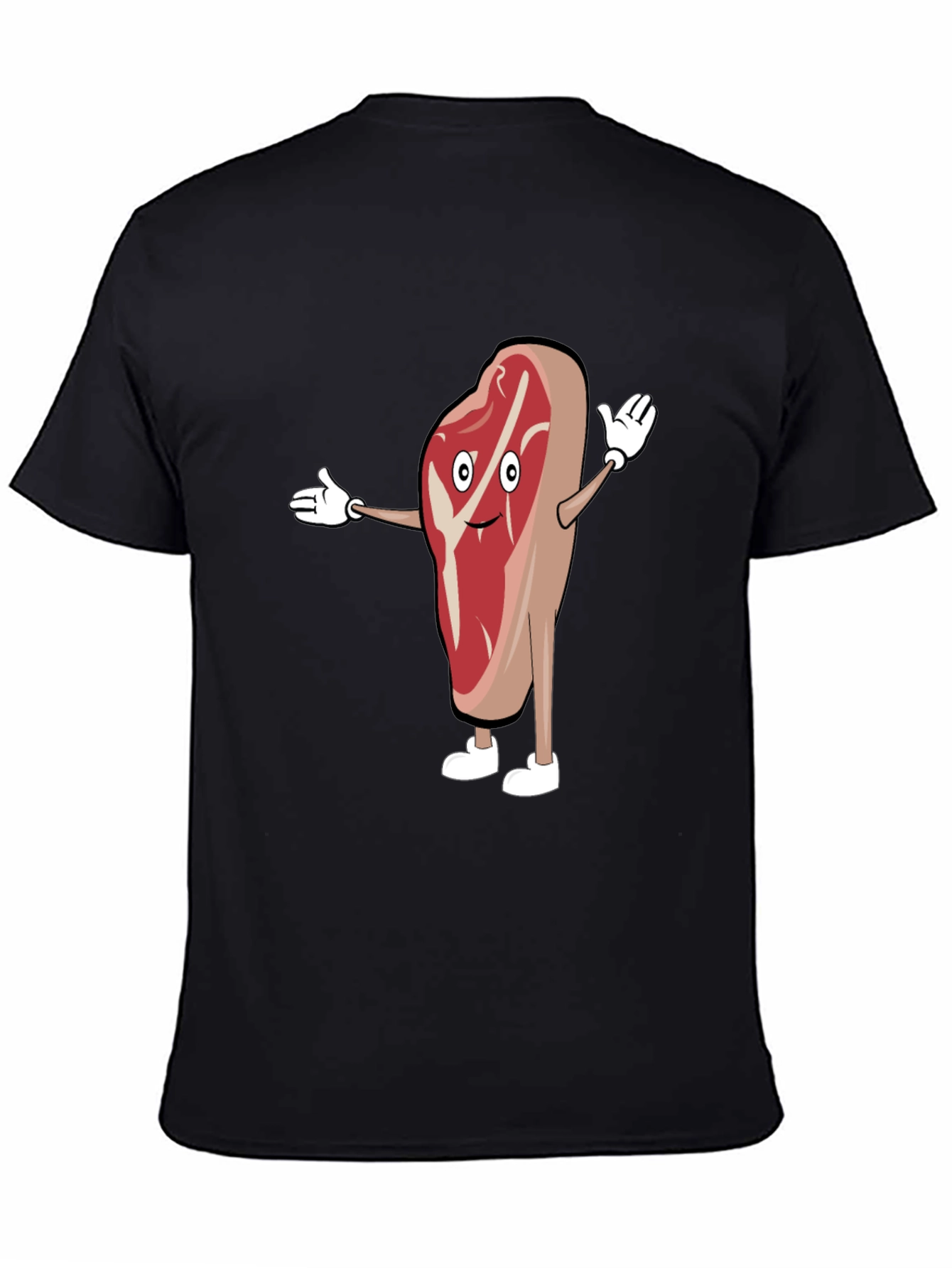 Funny Cartoon Steak T-Shirt - Black