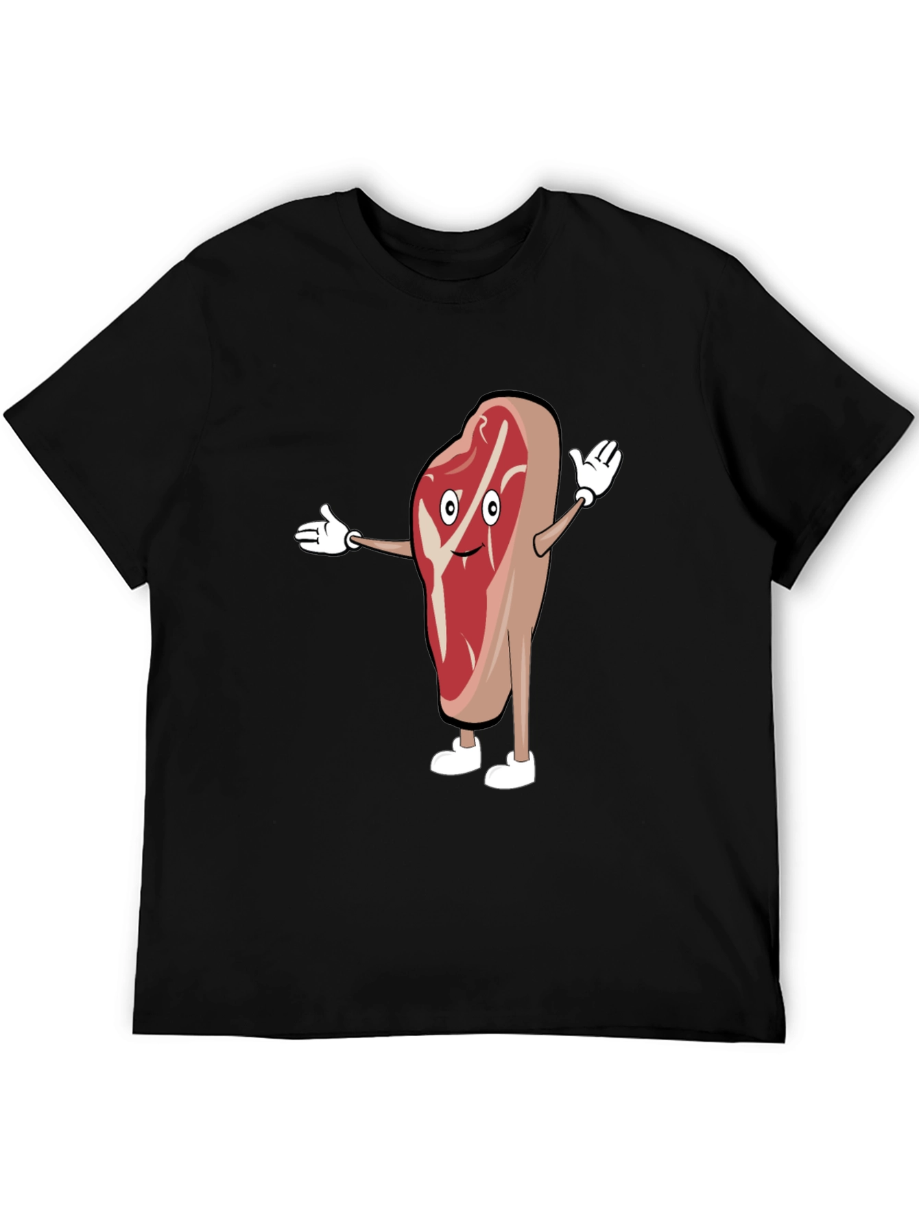Funny Cartoon Steak T-Shirt - Black