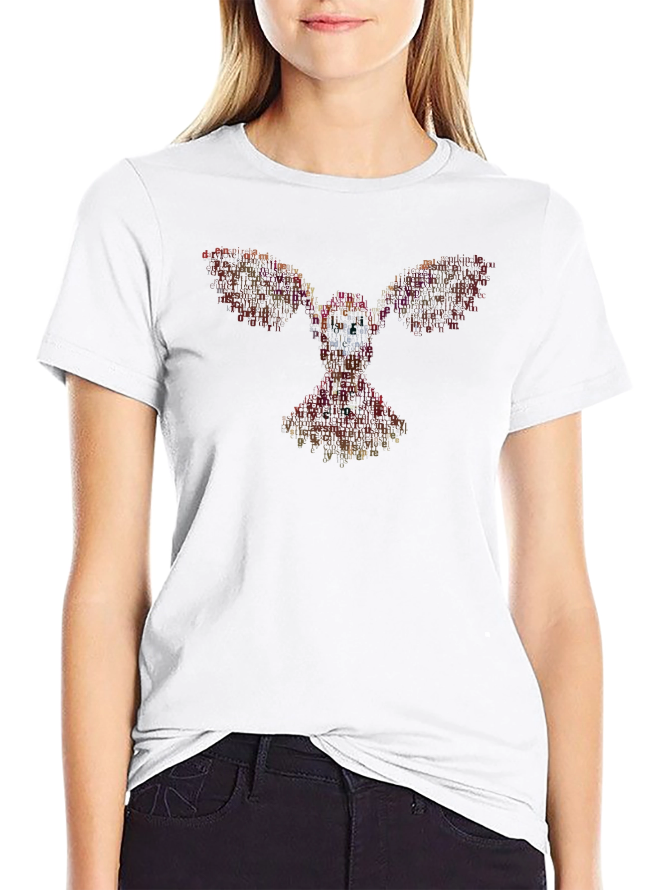 Abstract Bird Word Art Graphic Tee