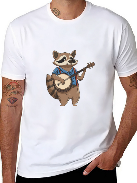 Raccoon Banjo Player Graphic Tee - Black