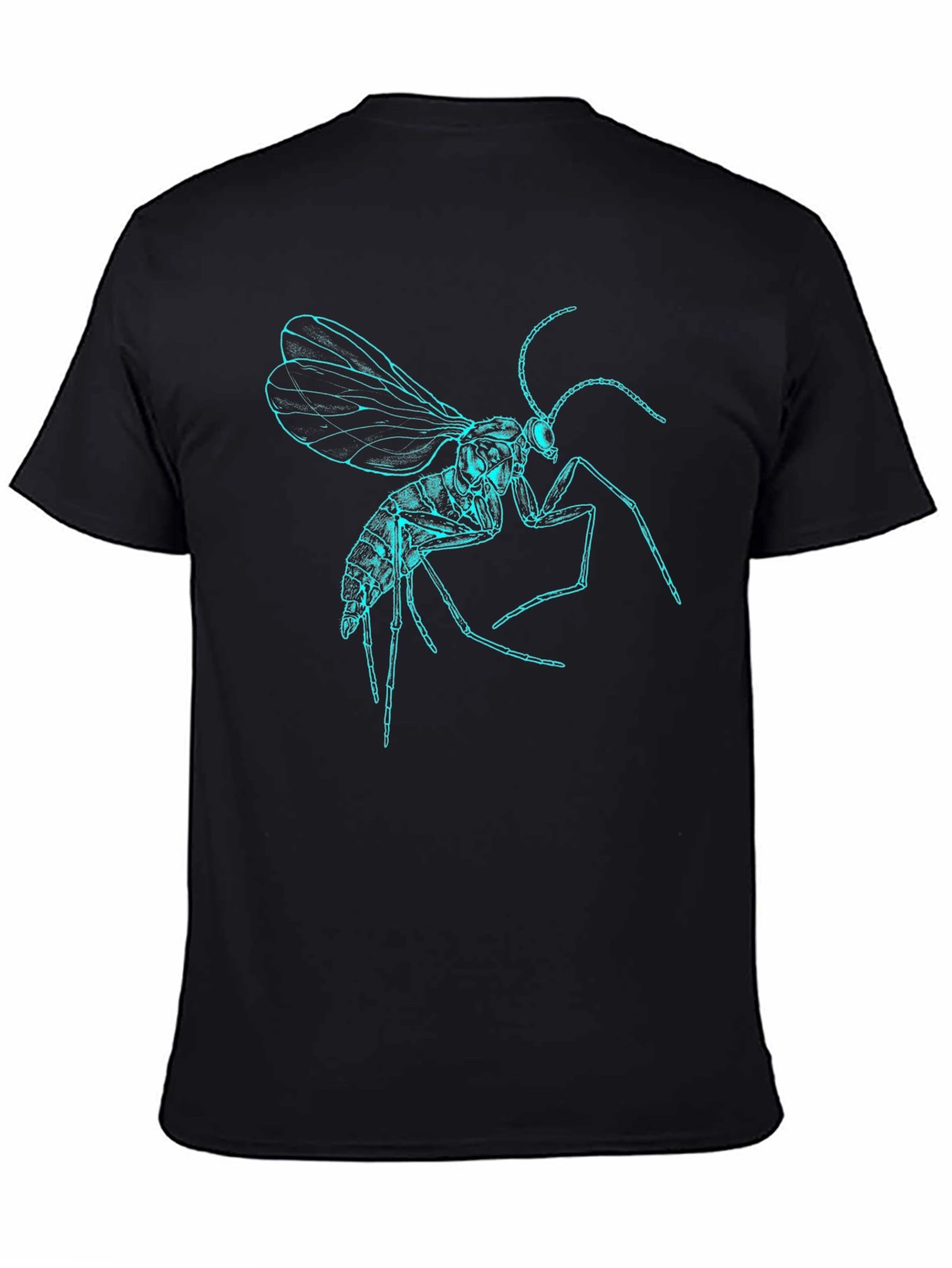 Neon Insect Graphic Tee - Black Cotton T-Shirt
