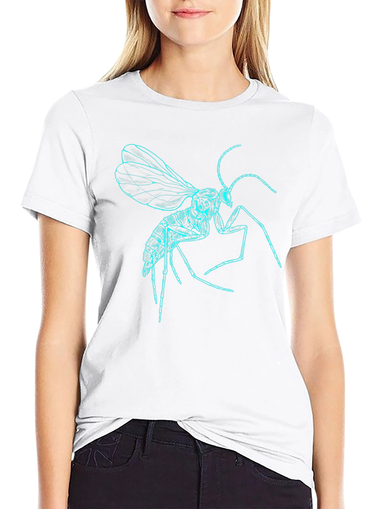Neon Insect Graphic Tee - Black Cotton T-Shirt