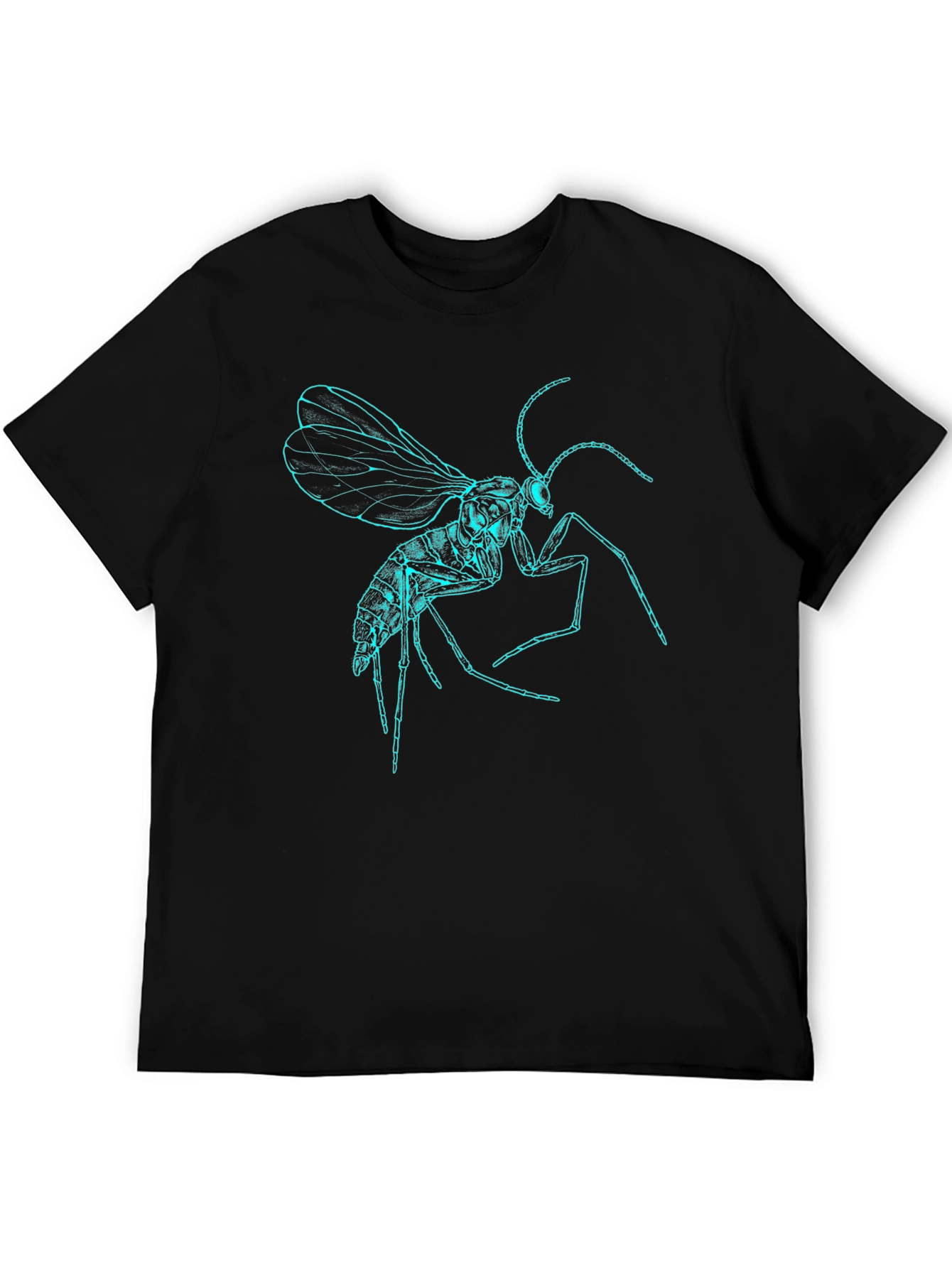 Neon Insect Graphic Tee - Black Cotton T-Shirt