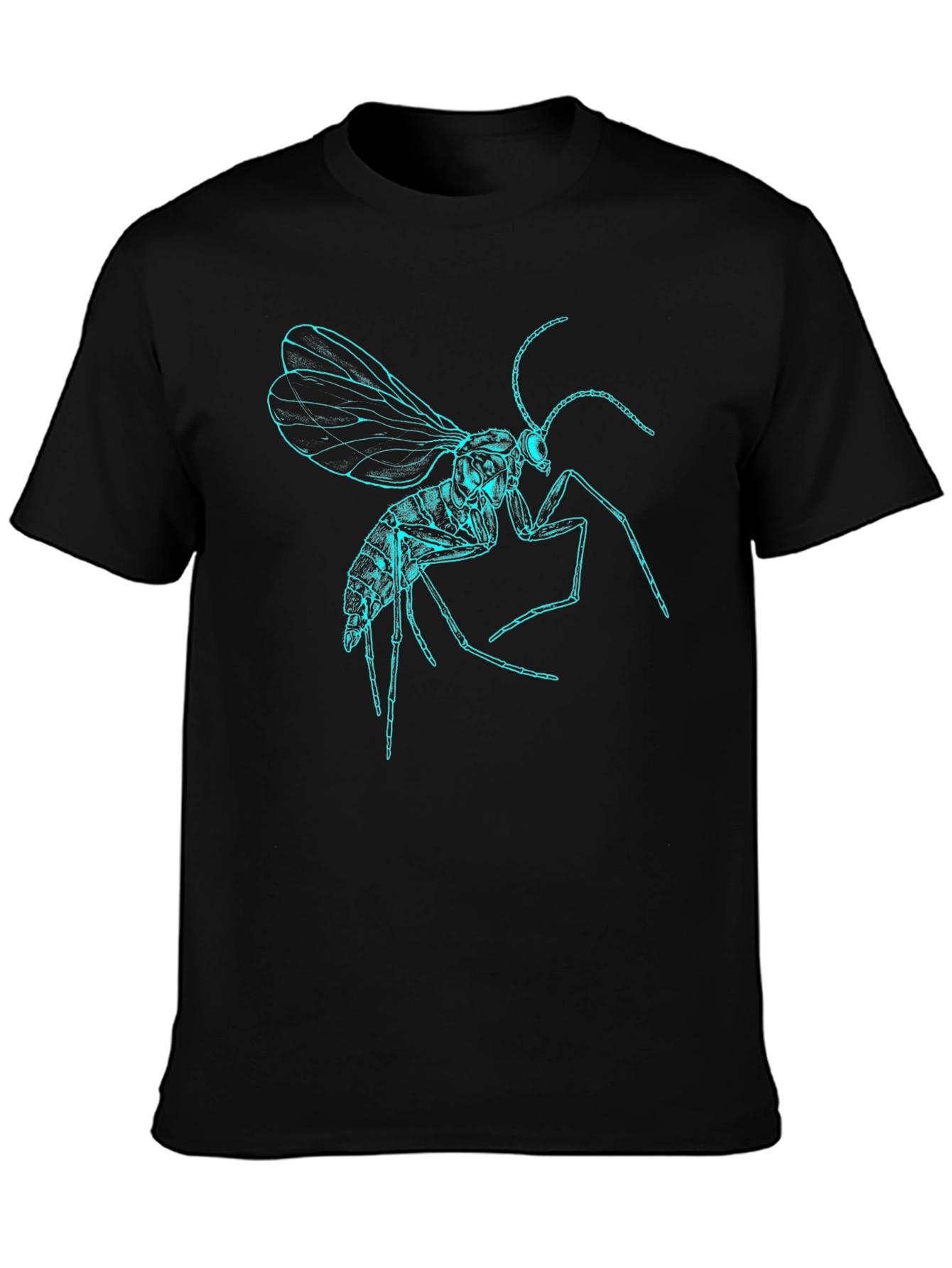 Neon Insect Graphic Tee - Black Cotton T-Shirt
