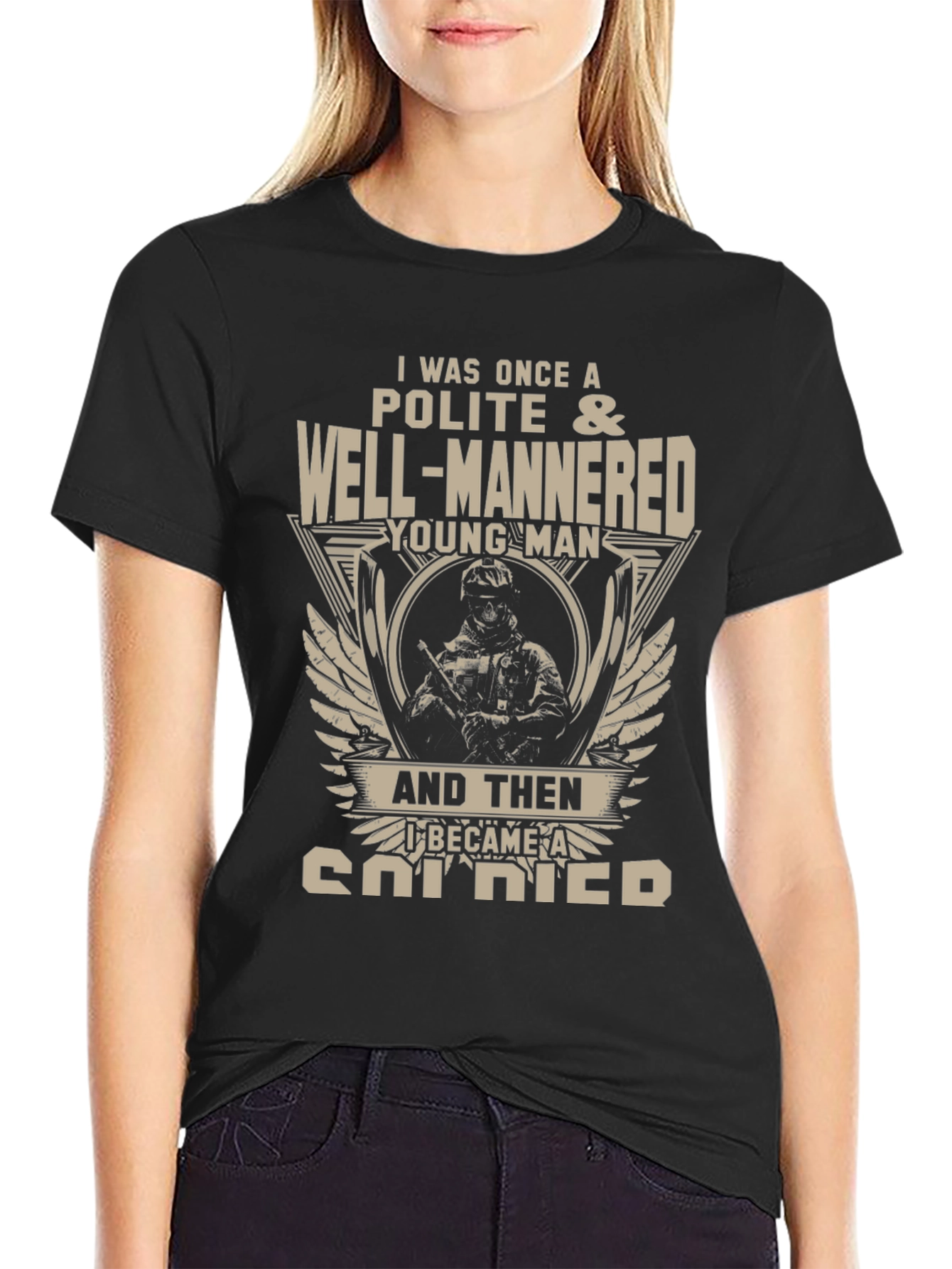 Polite Soldier Graphic Tee - Mens Black T-Shirt