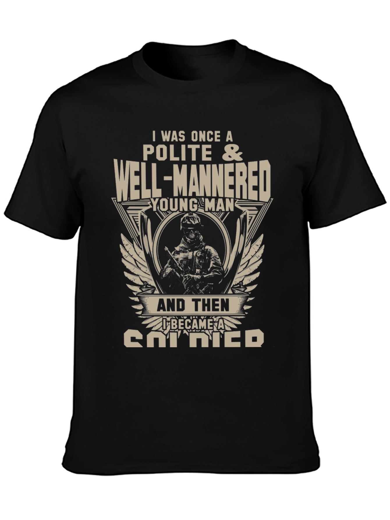 Polite Soldier Graphic Tee - Mens Black T-Shirt