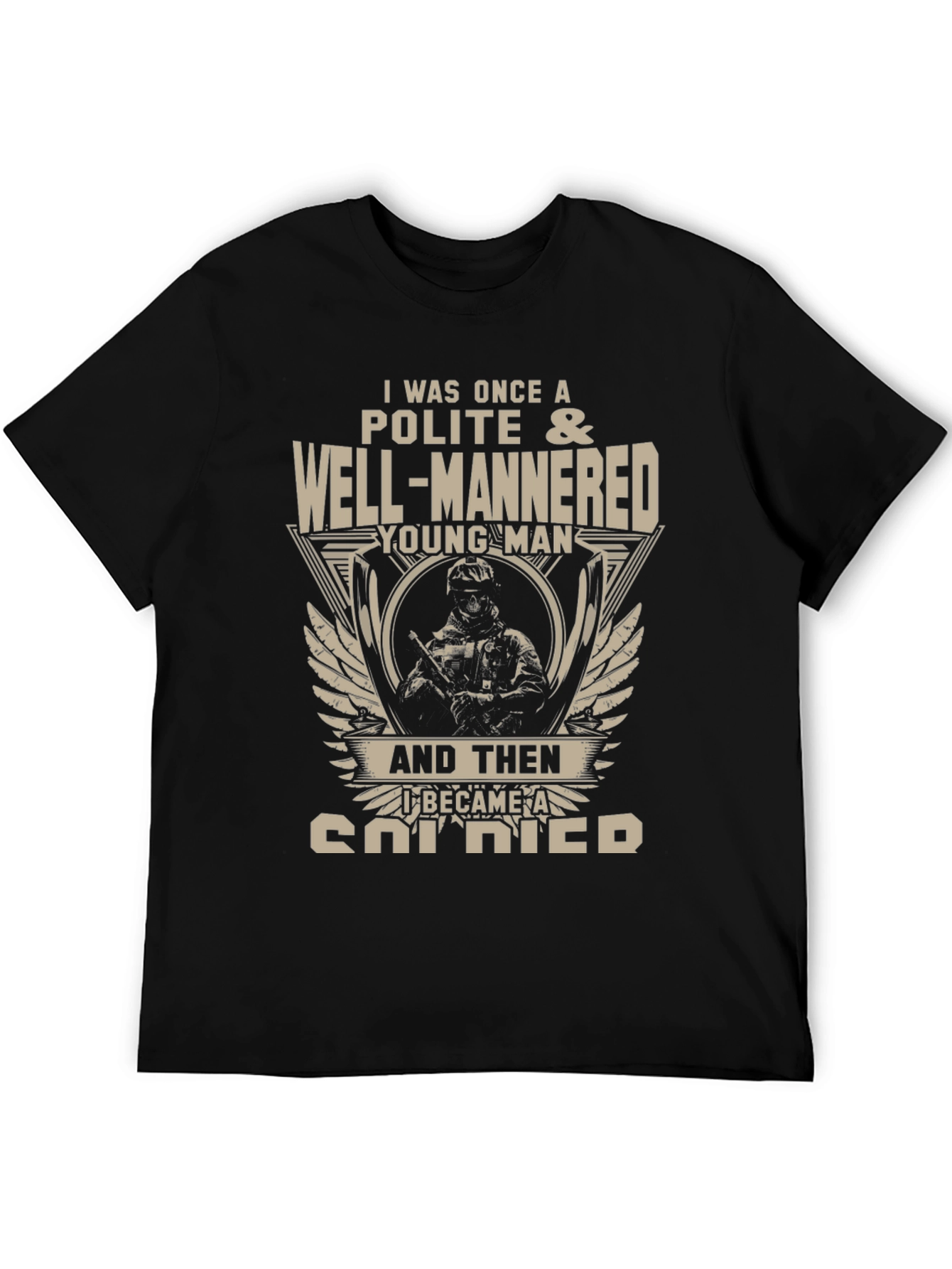 Polite Soldier Graphic Tee - Mens Black T-Shirt