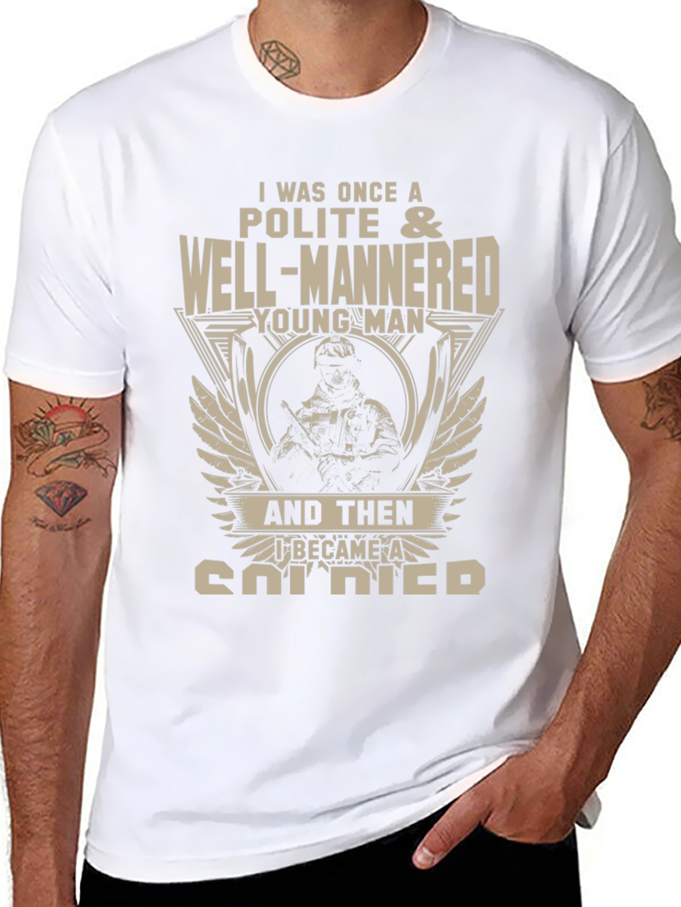Polite Soldier Graphic Tee - Mens Black T-Shirt