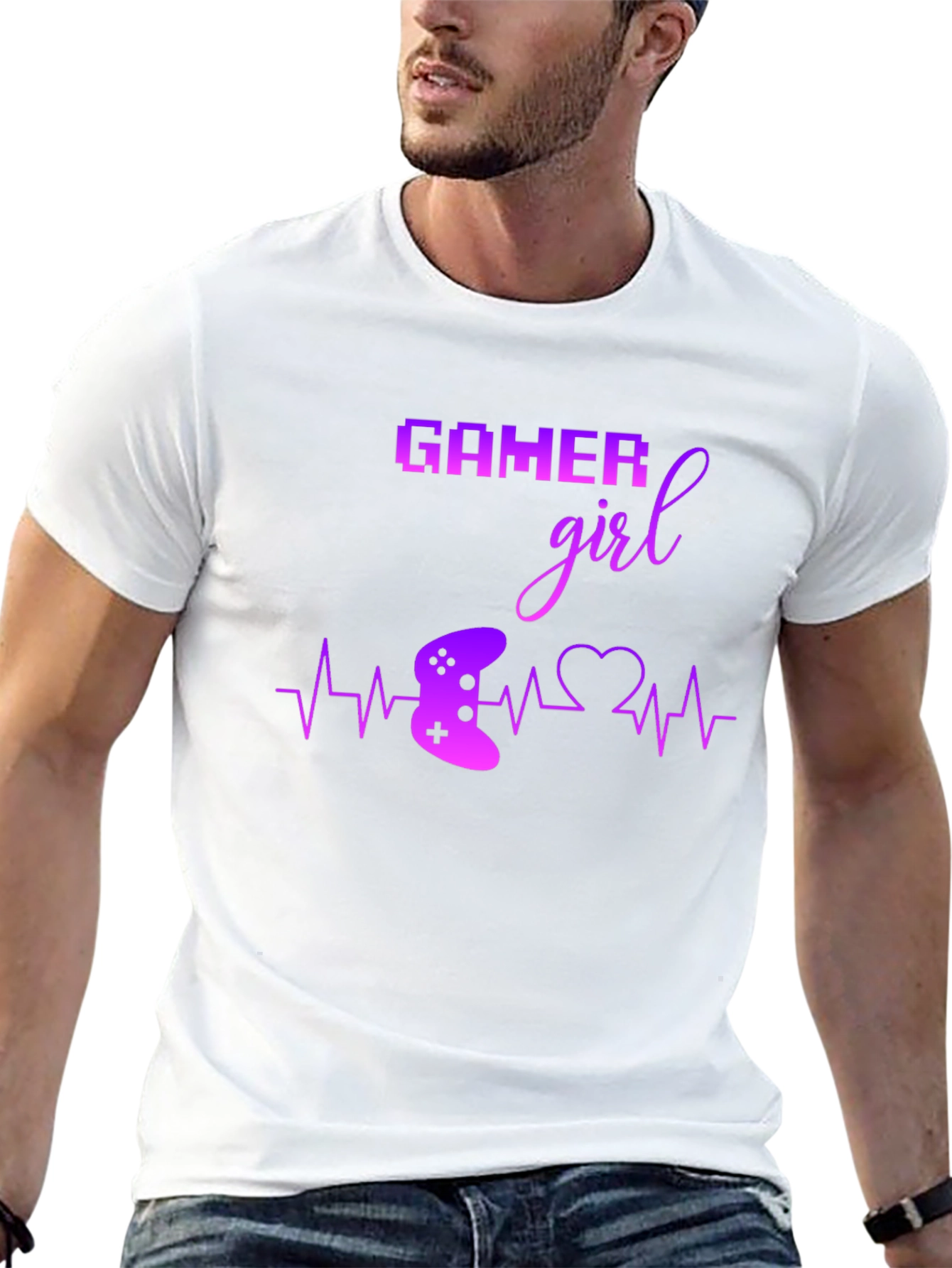 Gamer Girl Black T-Shirt - Gaming Heartbeat Tee