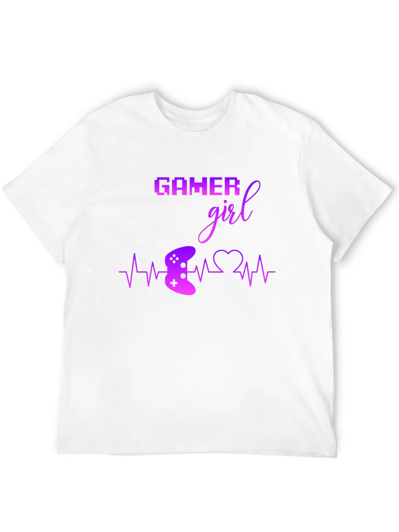 Gamer Girl Black T-Shirt - Gaming Heartbeat Tee