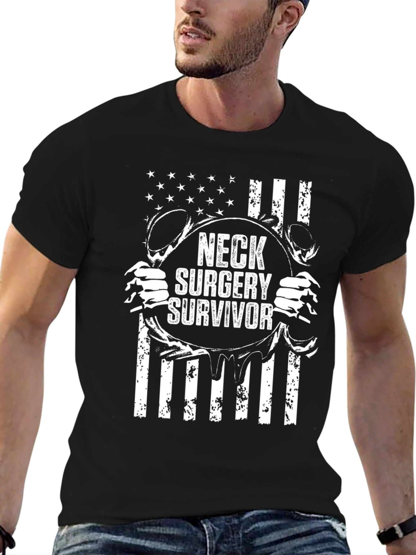 Neck Surgery Survivor Graphic Tee - Black