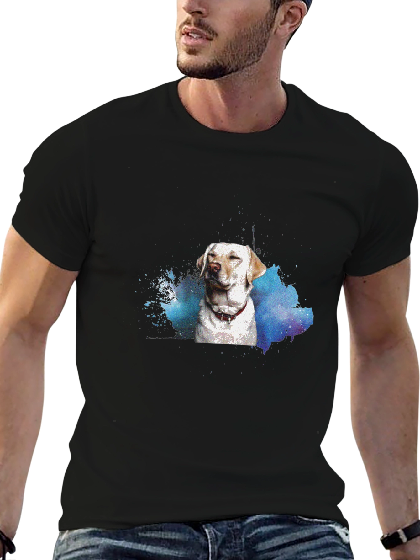 Dog Watercolor Black T-Shirt