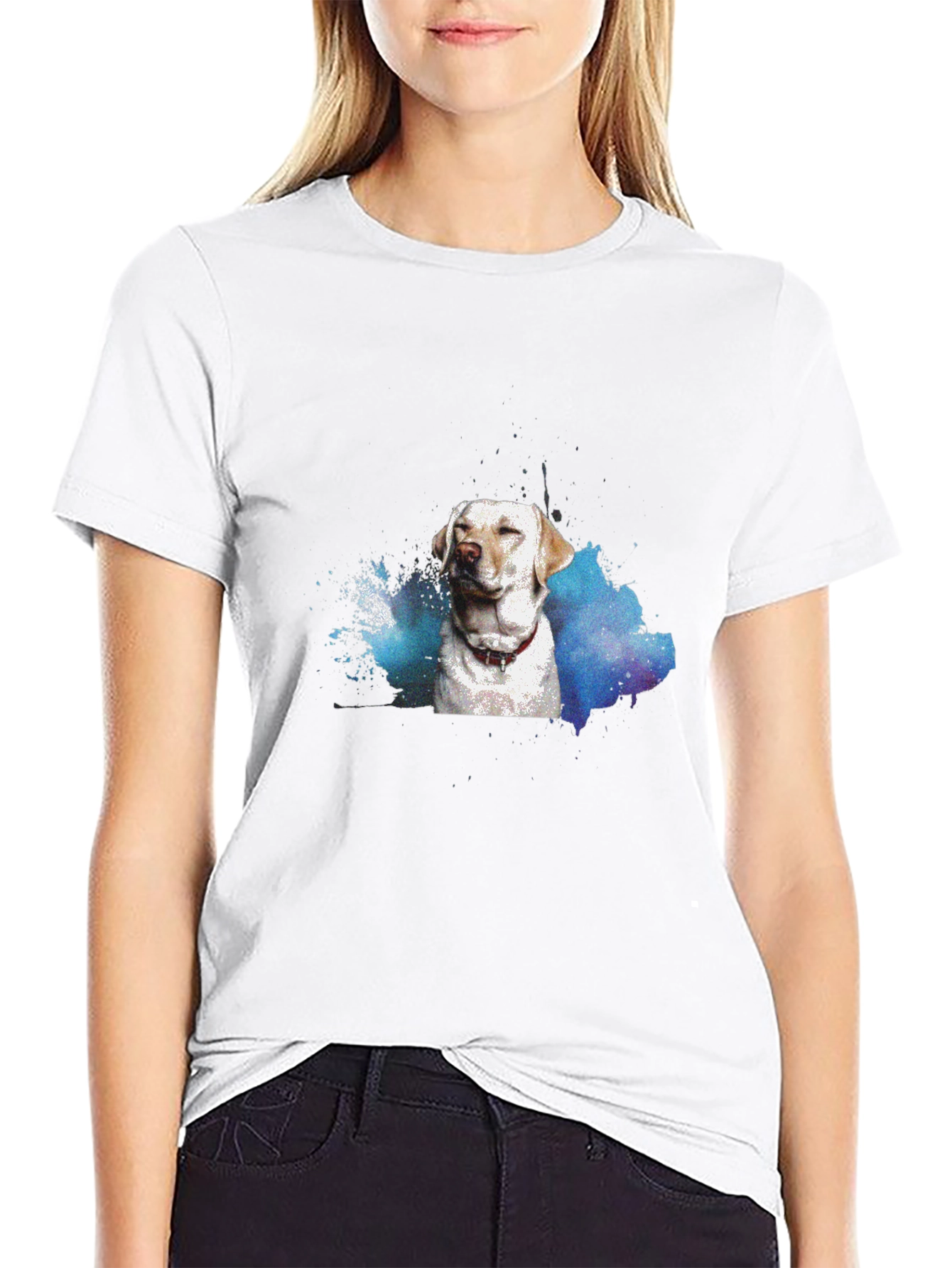 Dog Watercolor Black T-Shirt