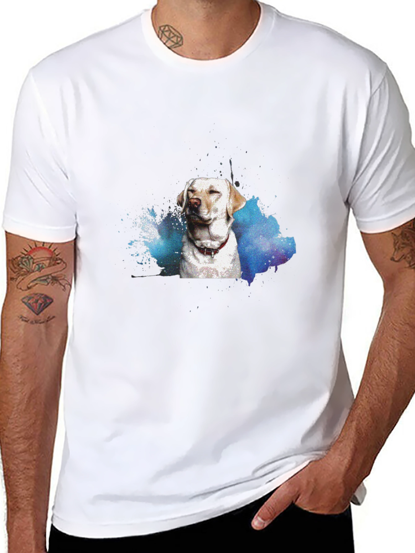 Dog Watercolor Black T-Shirt