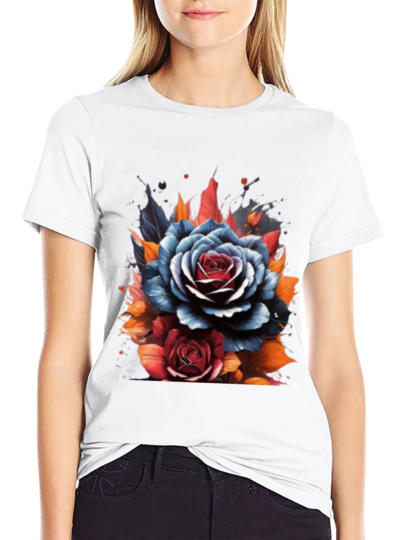 Floral Graphic Print Crew Neck T-Shirt