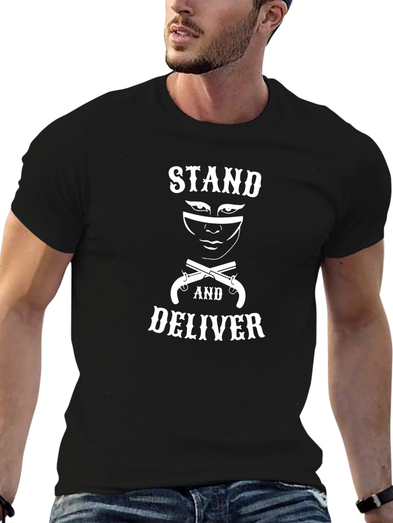 Stand and Deliver T-Shirt - Black Cotton Bandit Tee