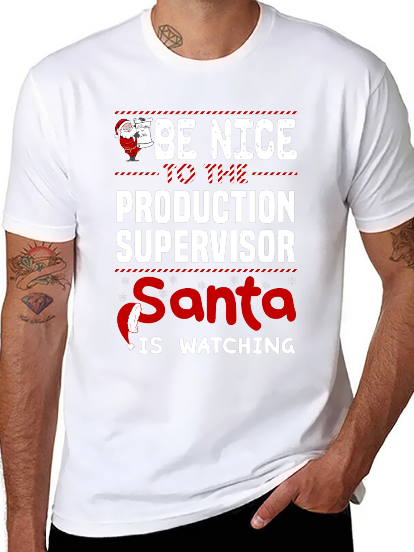 Be Nice to the Production Supervisor Christmas T-Shirt