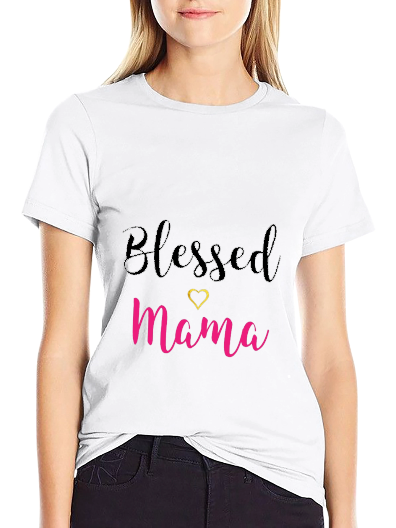 Blessed Mama Black T-Shirt - Cute Mothers Day Tee