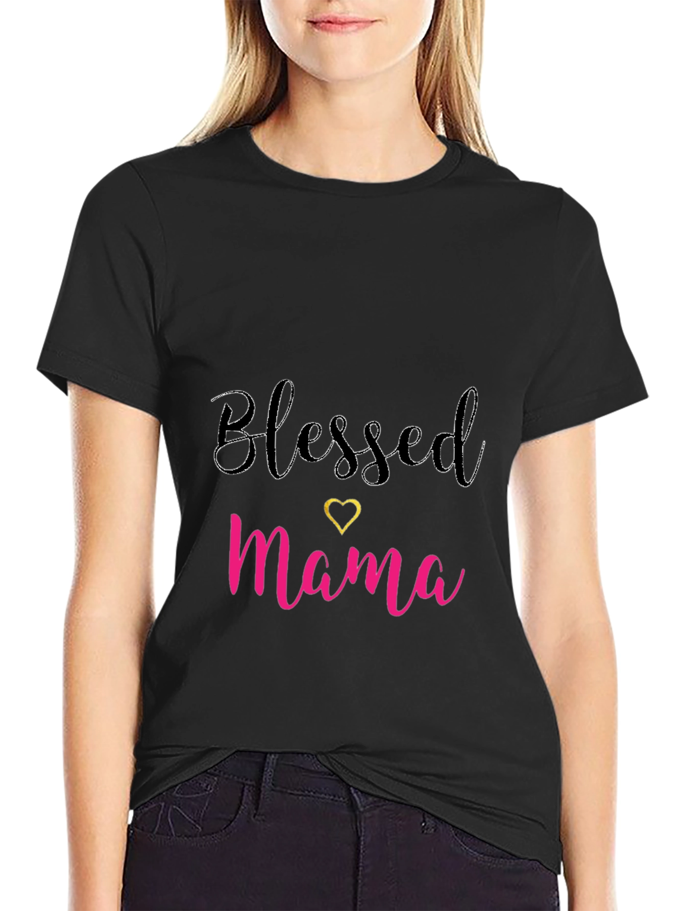 Blessed Mama Black T-Shirt - Cute Mothers Day Tee