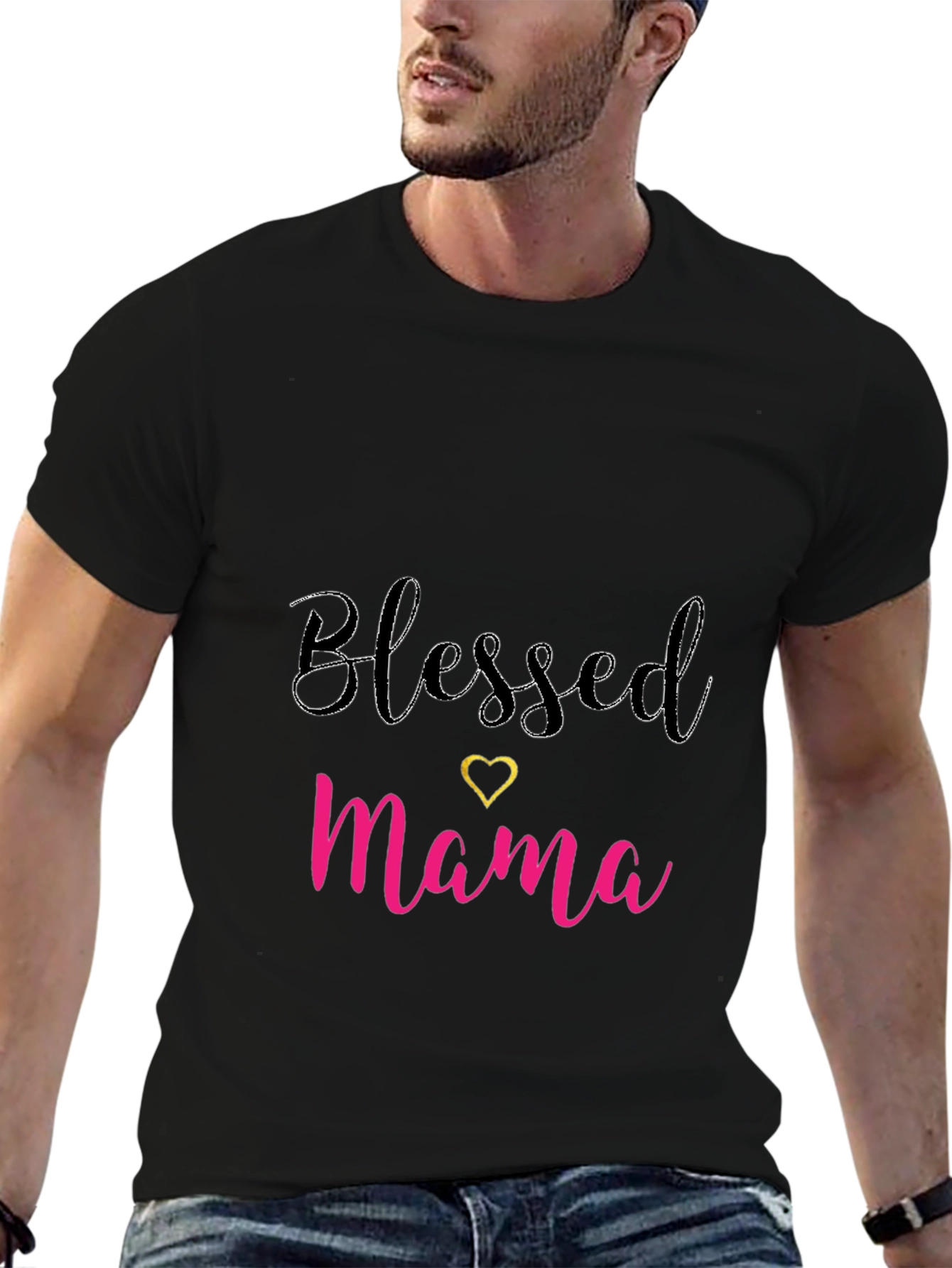 Blessed Mama Black T-Shirt - Cute Mothers Day Tee