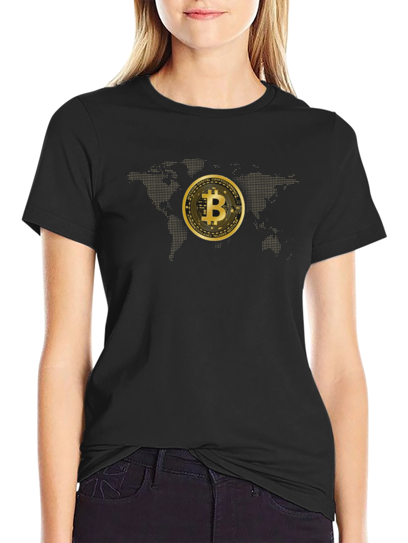 Bitcoin World Map Graphic Tee - Black