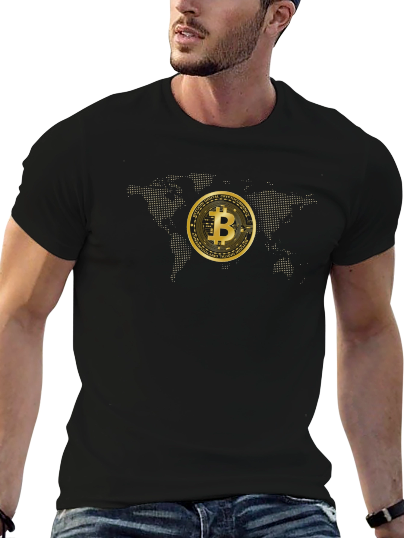 Bitcoin World Map Graphic Tee - Black