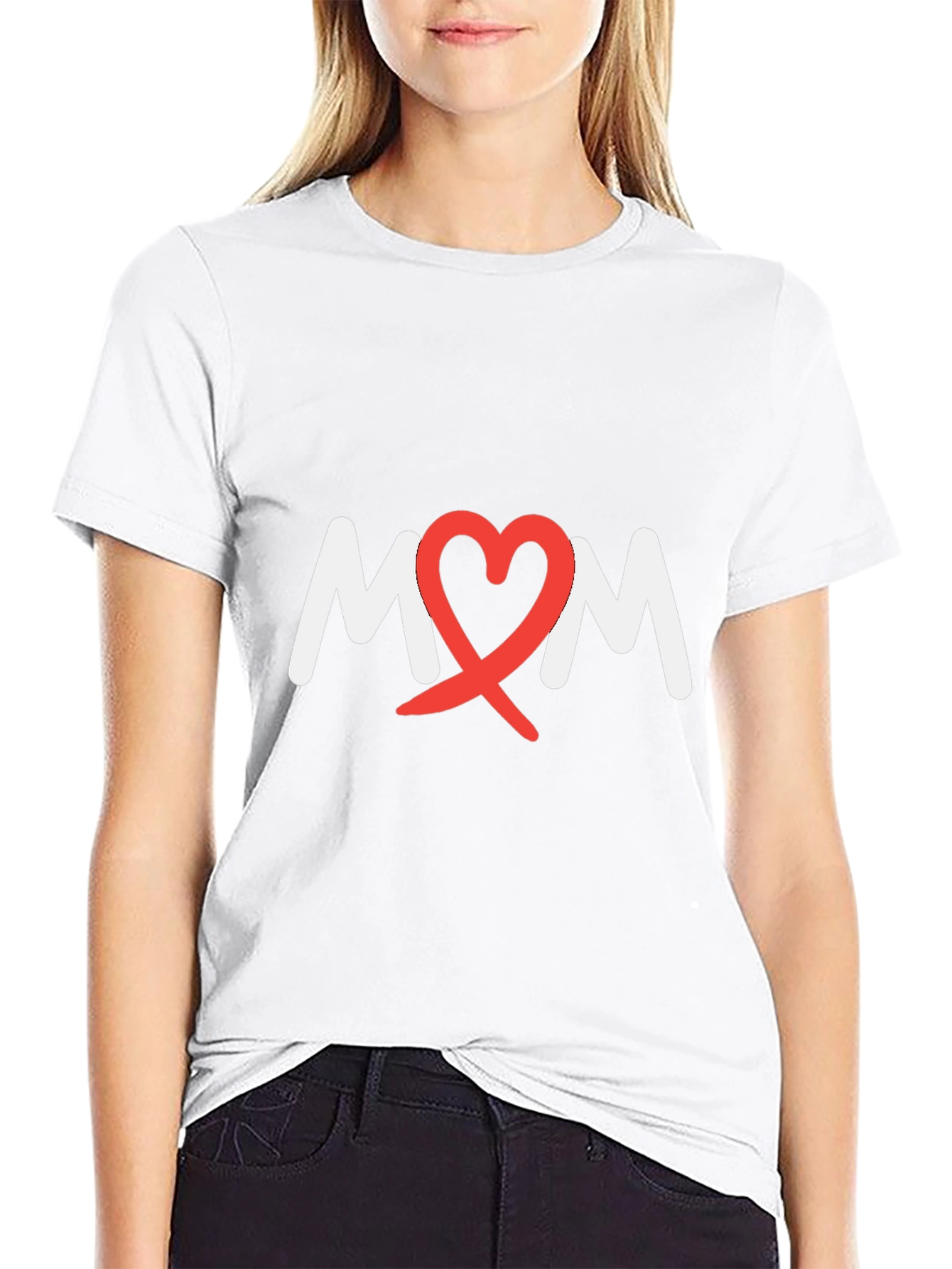 Heart Mom Tee - Black Cotton Blend T-Shirt