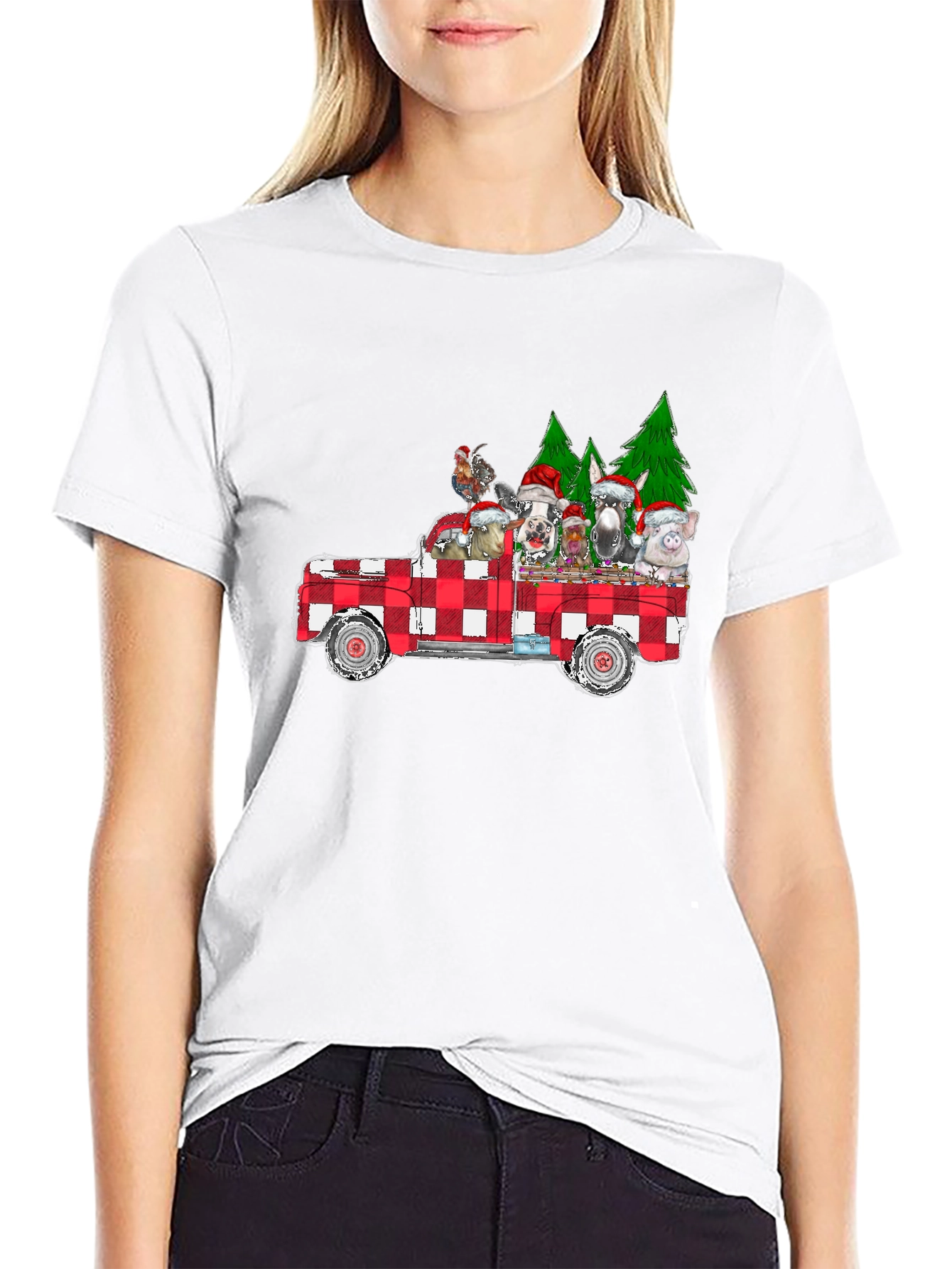 Festive Farm Animals Truck T-Shirt