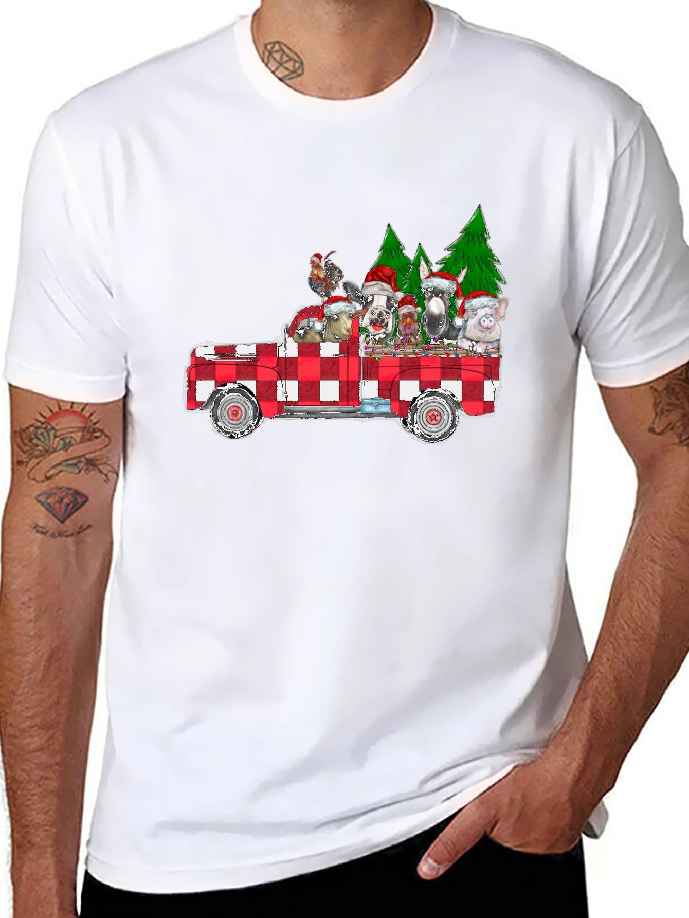 Festive Farm Animals Truck T-Shirt