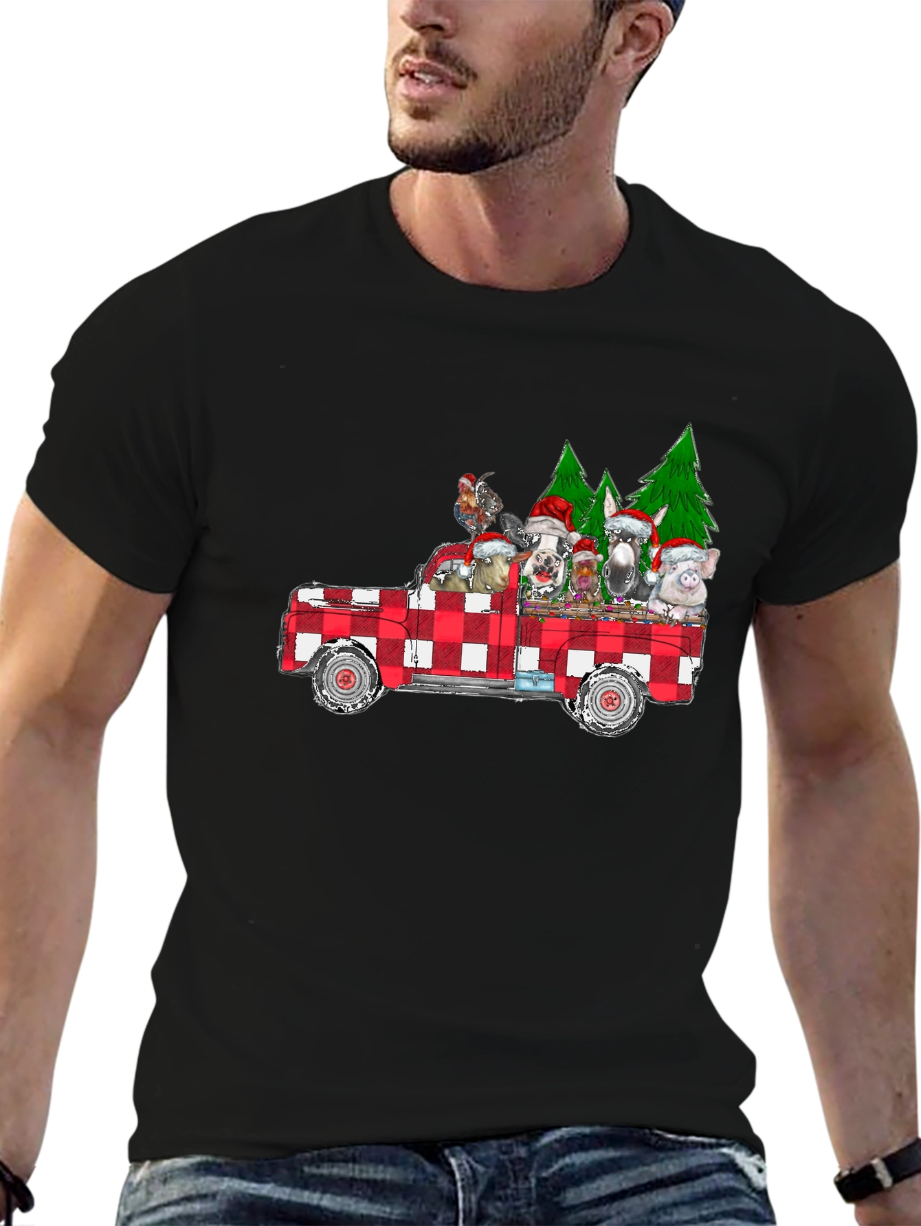 Festive Farm Animals Truck T-Shirt