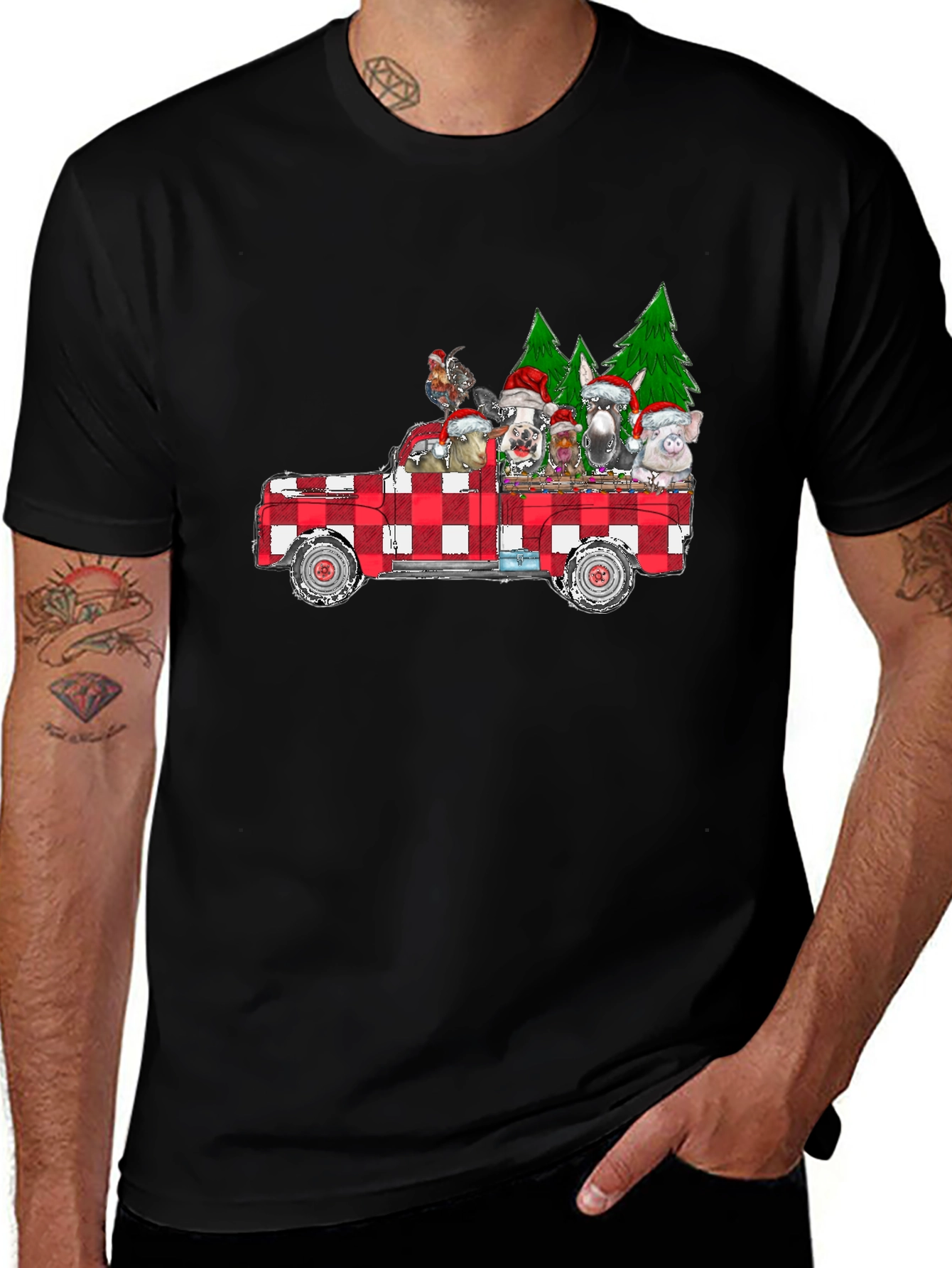 Festive Farm Animals Truck T-Shirt