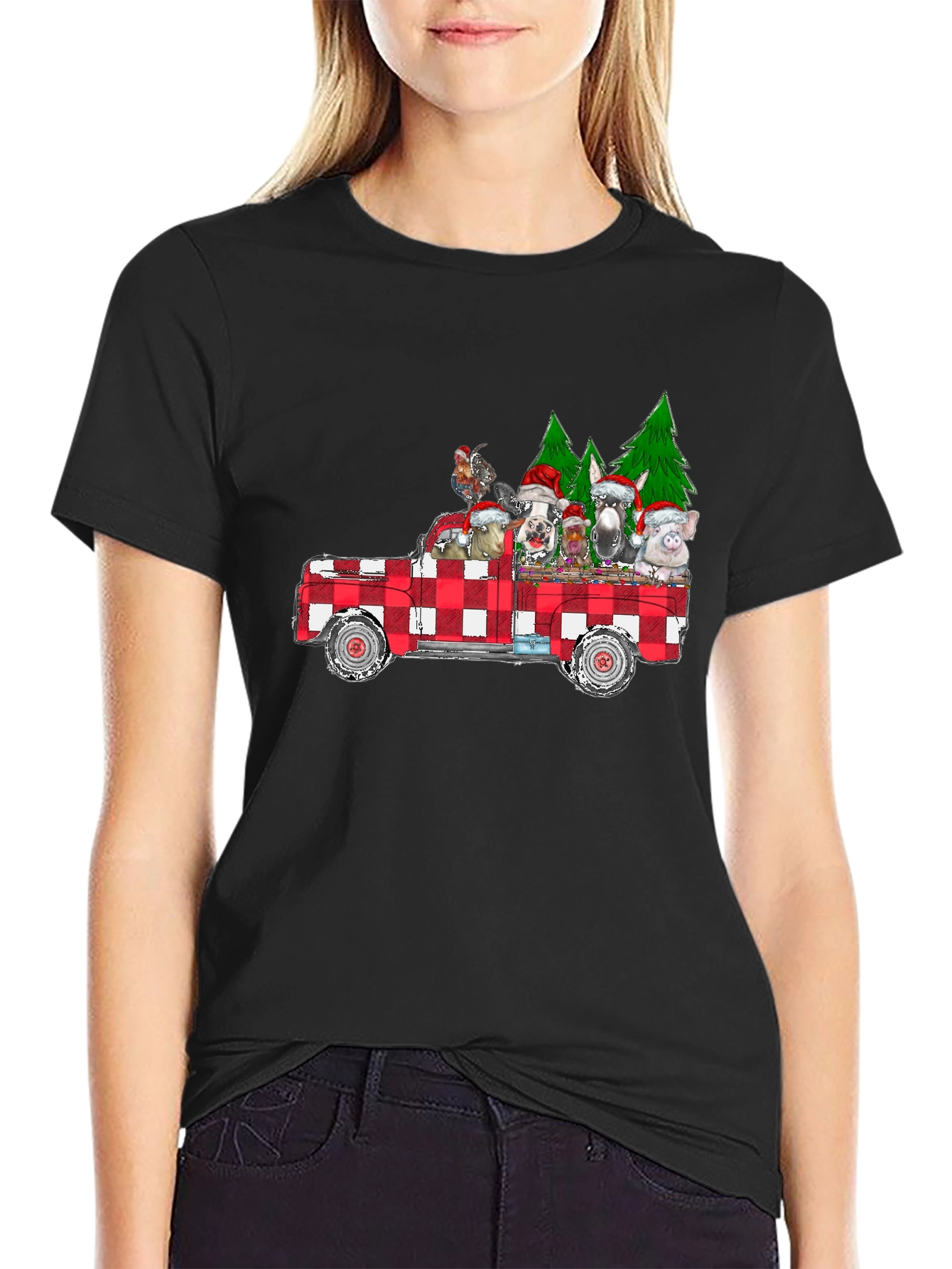 Festive Farm Animals Truck T-Shirt