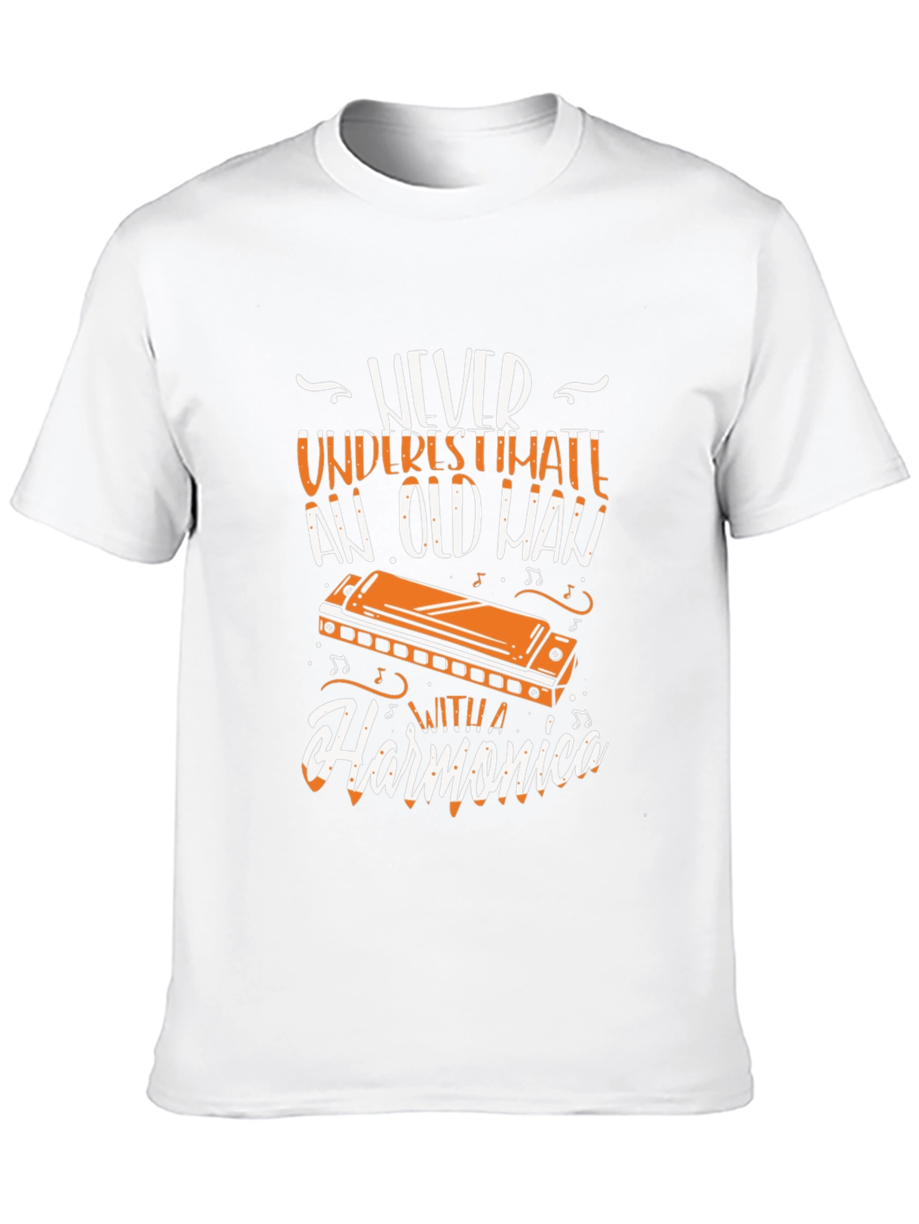Never Underestimate Old Man with Harmonica T-Shirt