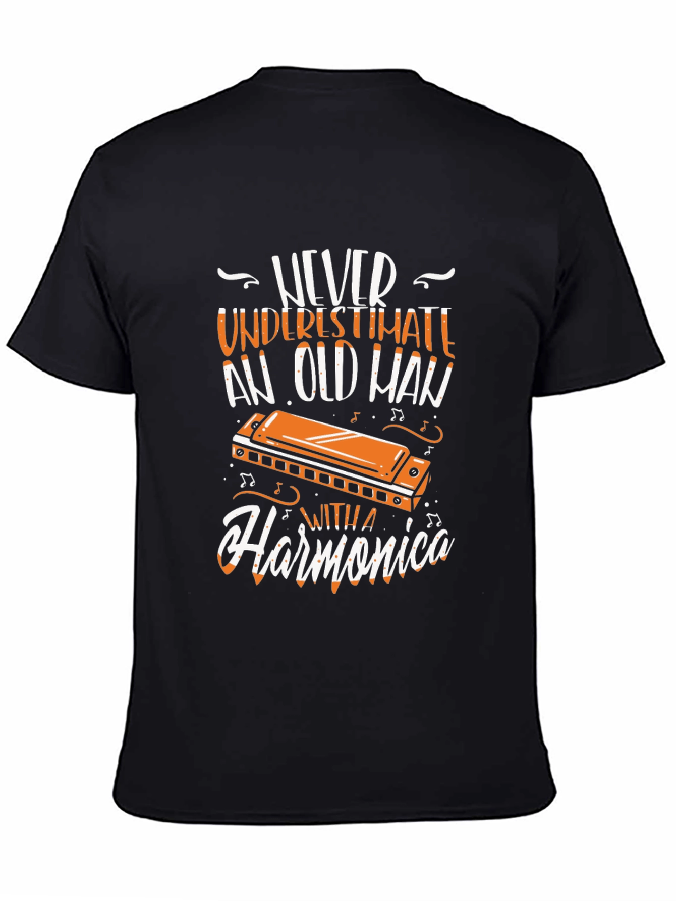 Never Underestimate Old Man with Harmonica T-Shirt
