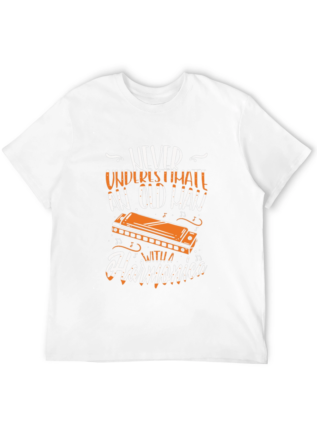 Never Underestimate Old Man with Harmonica T-Shirt