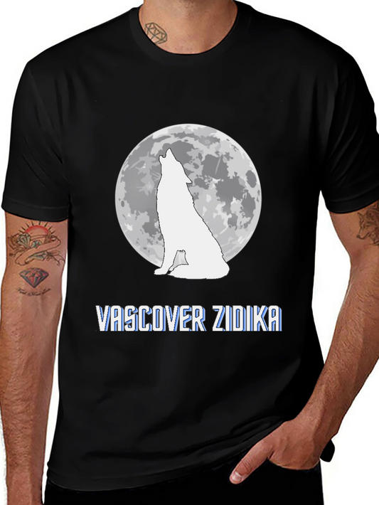 Wolf Howling at Moon Graphic Tee - Vascover Zidika