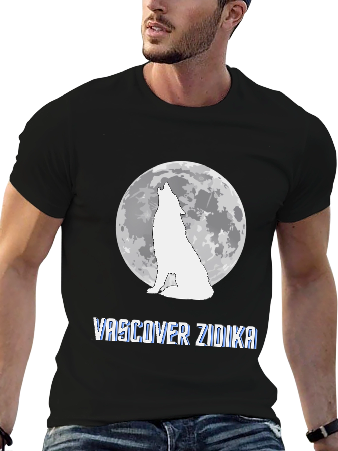 Wolf Howling at Moon Graphic Tee - Vascover Zidika