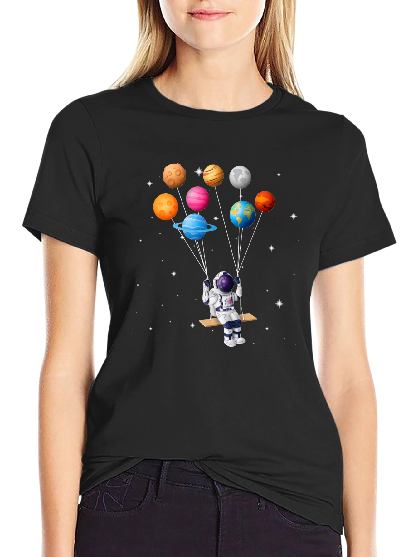 Astronaut Planets Graphic T-Shirt - Space Design