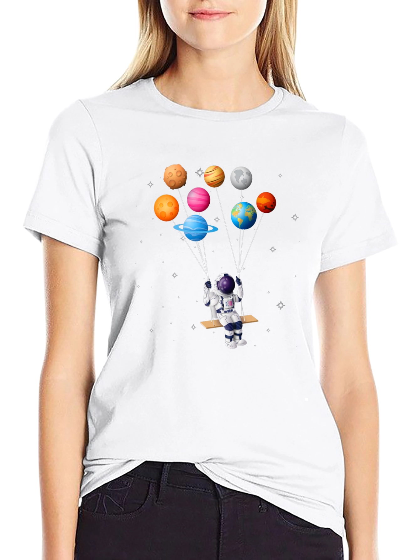 Astronaut Planets Graphic T-Shirt - Space Design