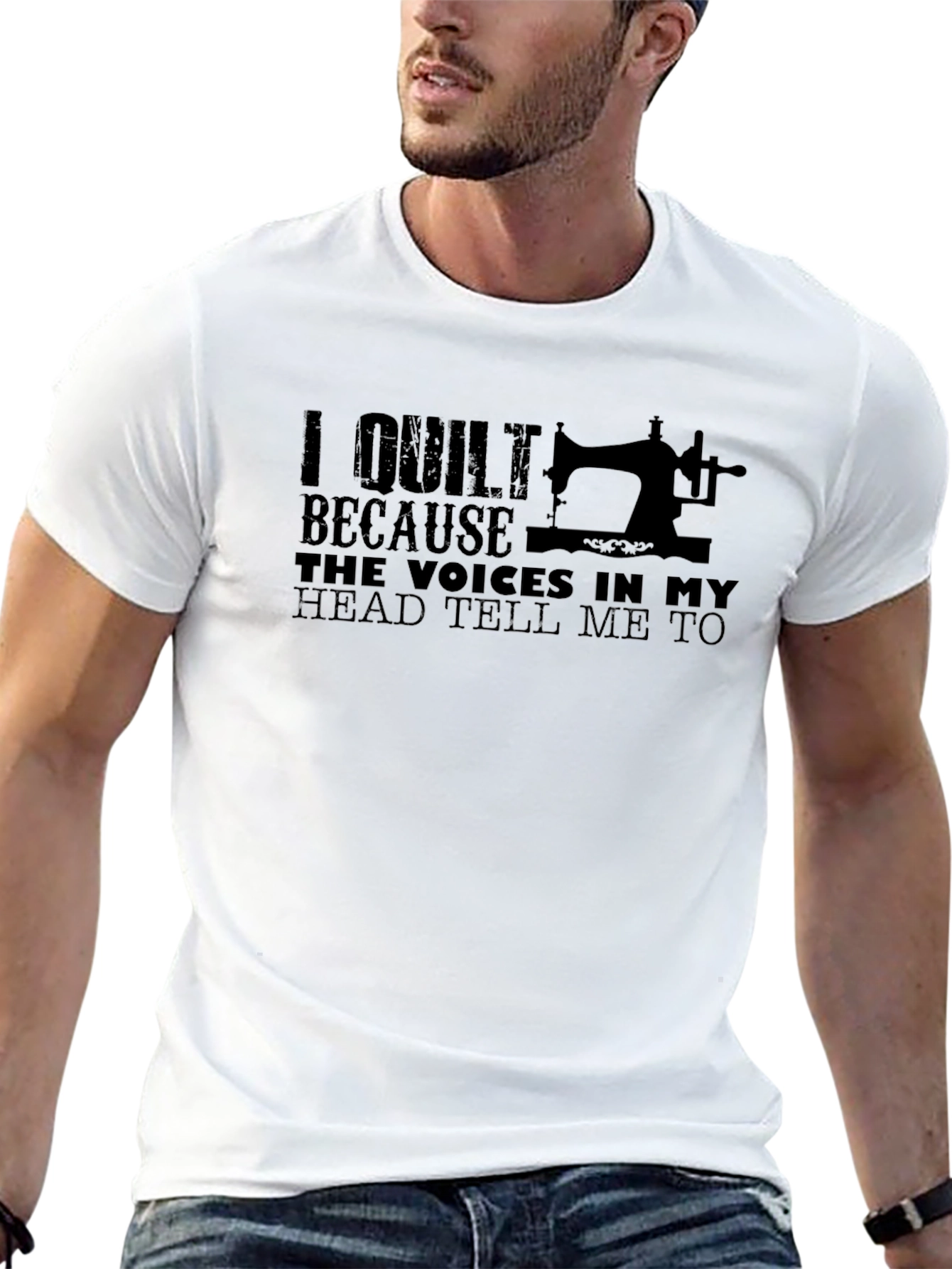 I Quilt Because Voices Tee - Funny Quilting T-Shirt