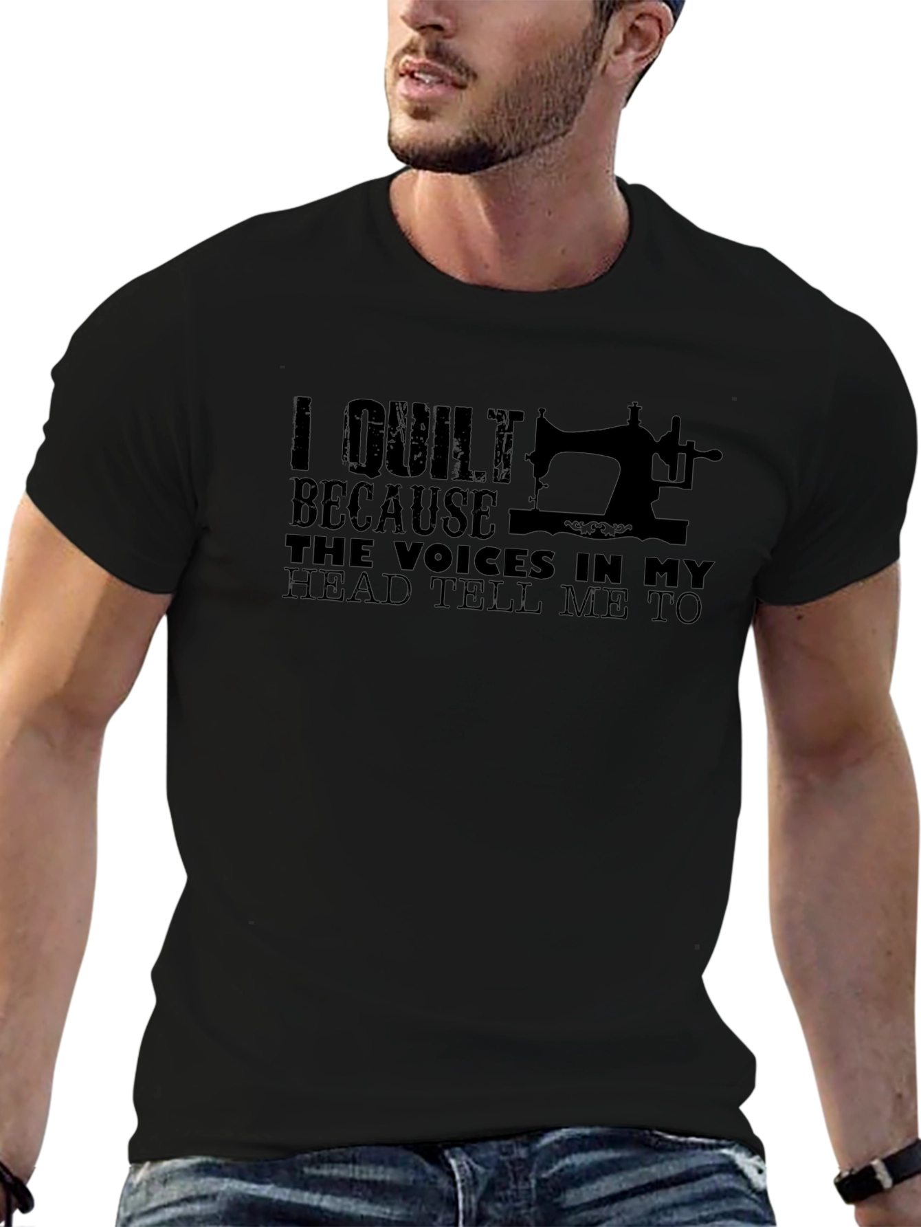 I Quilt Because Voices Tee - Funny Quilting T-Shirt