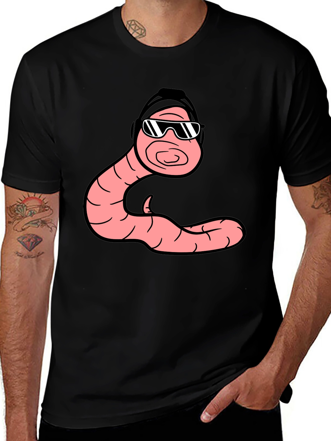 Cool Worm Graphic T-Shirt - Black Cotton Tee