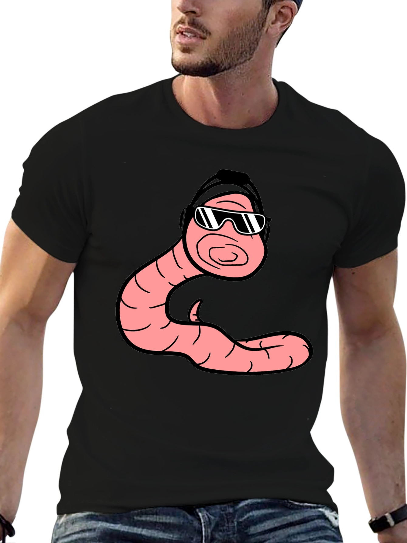 Cool Worm Graphic T-Shirt - Black Cotton Tee
