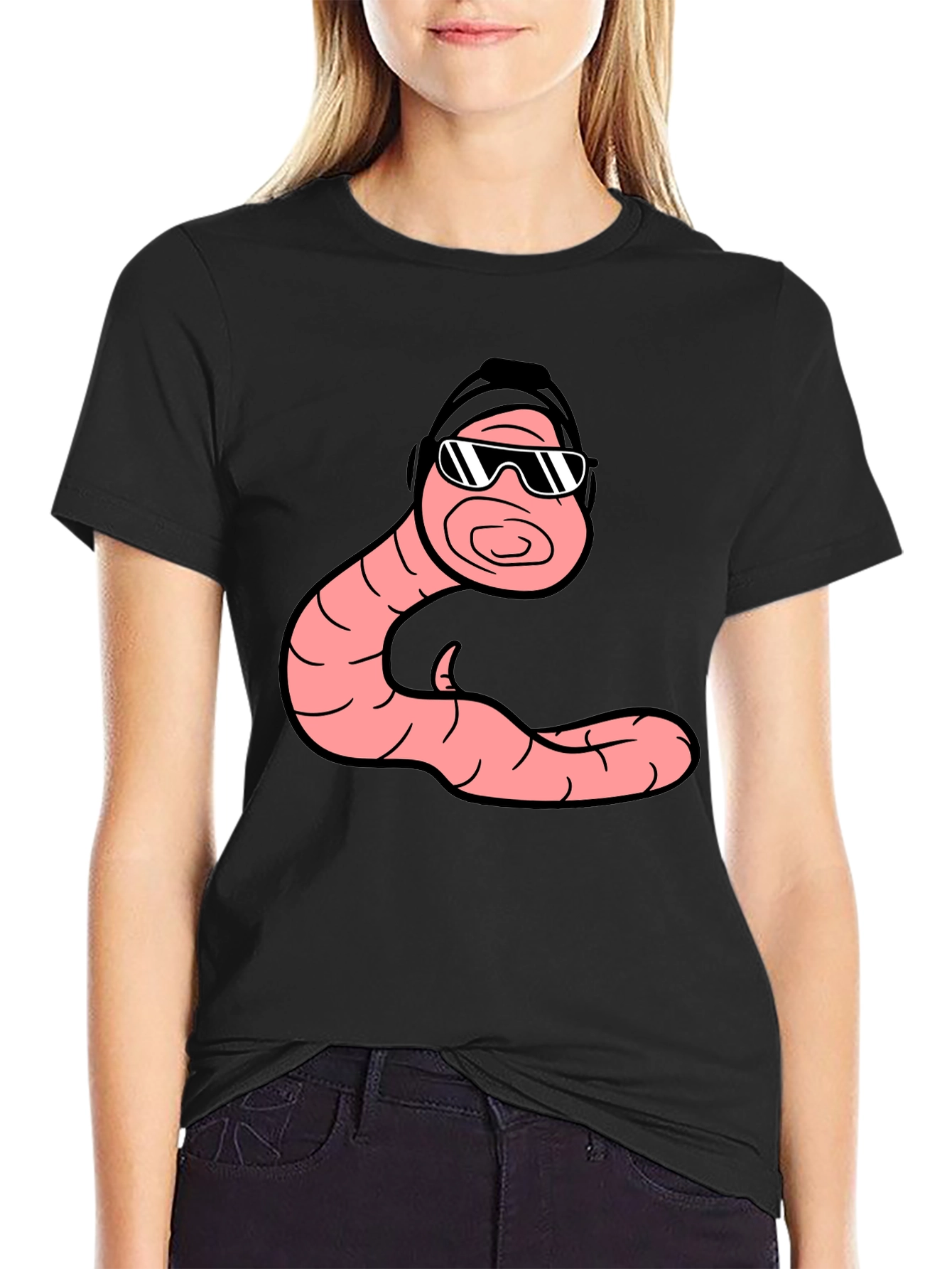 Cool Worm Graphic T-Shirt - Black Cotton Tee