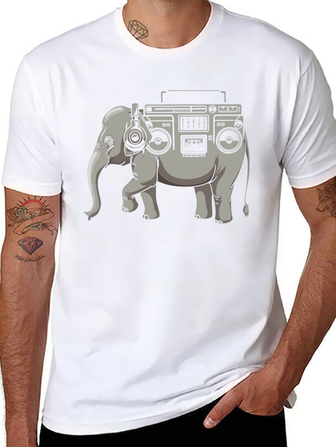 Elephant Boombox Graphic T-Shirt
