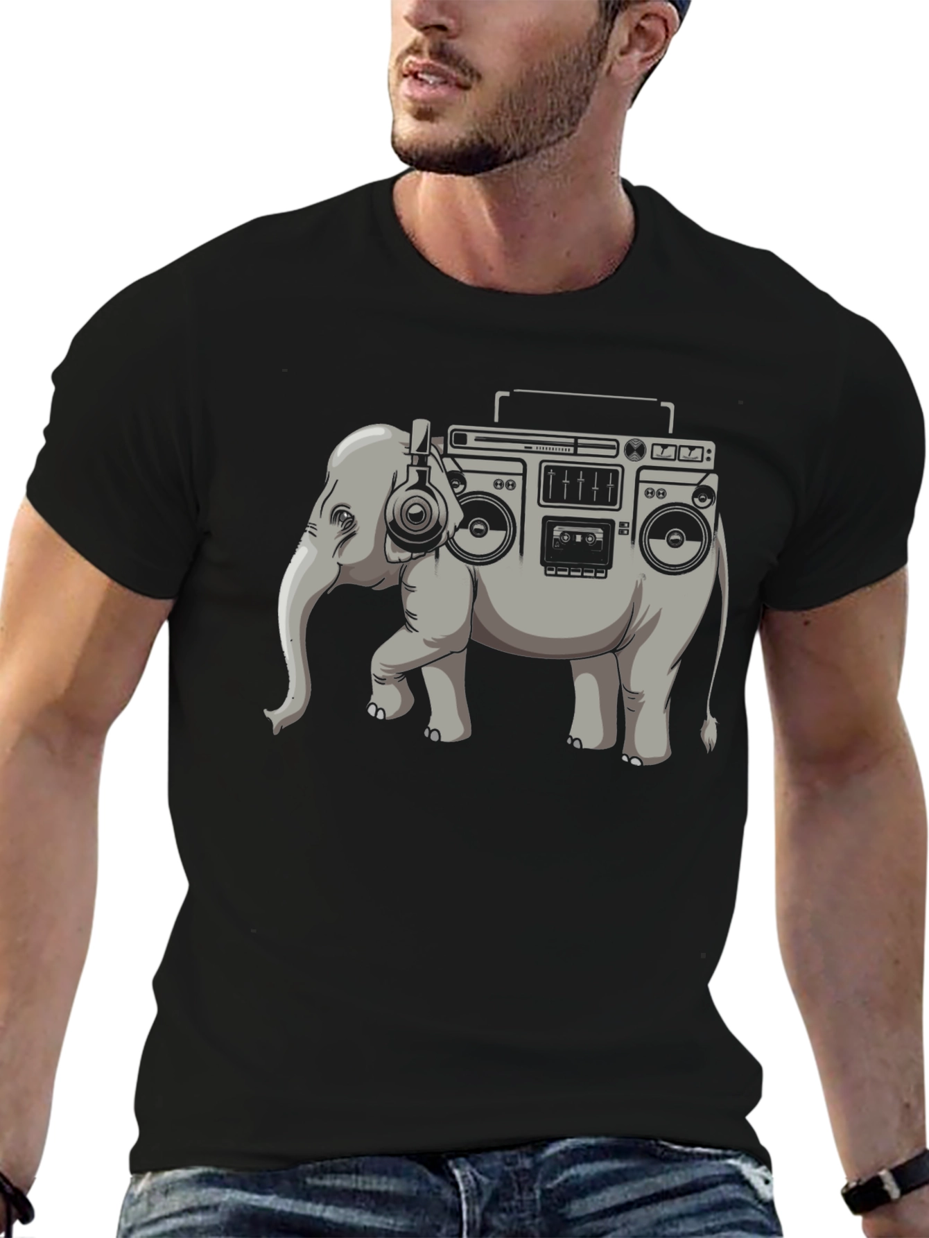 Elephant Boombox Graphic T-Shirt