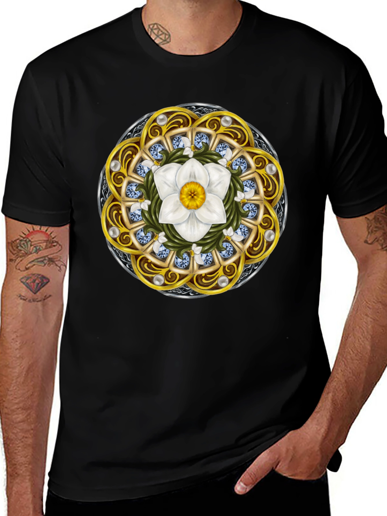 Ornamental Flower Mandala Graphic T-Shirt